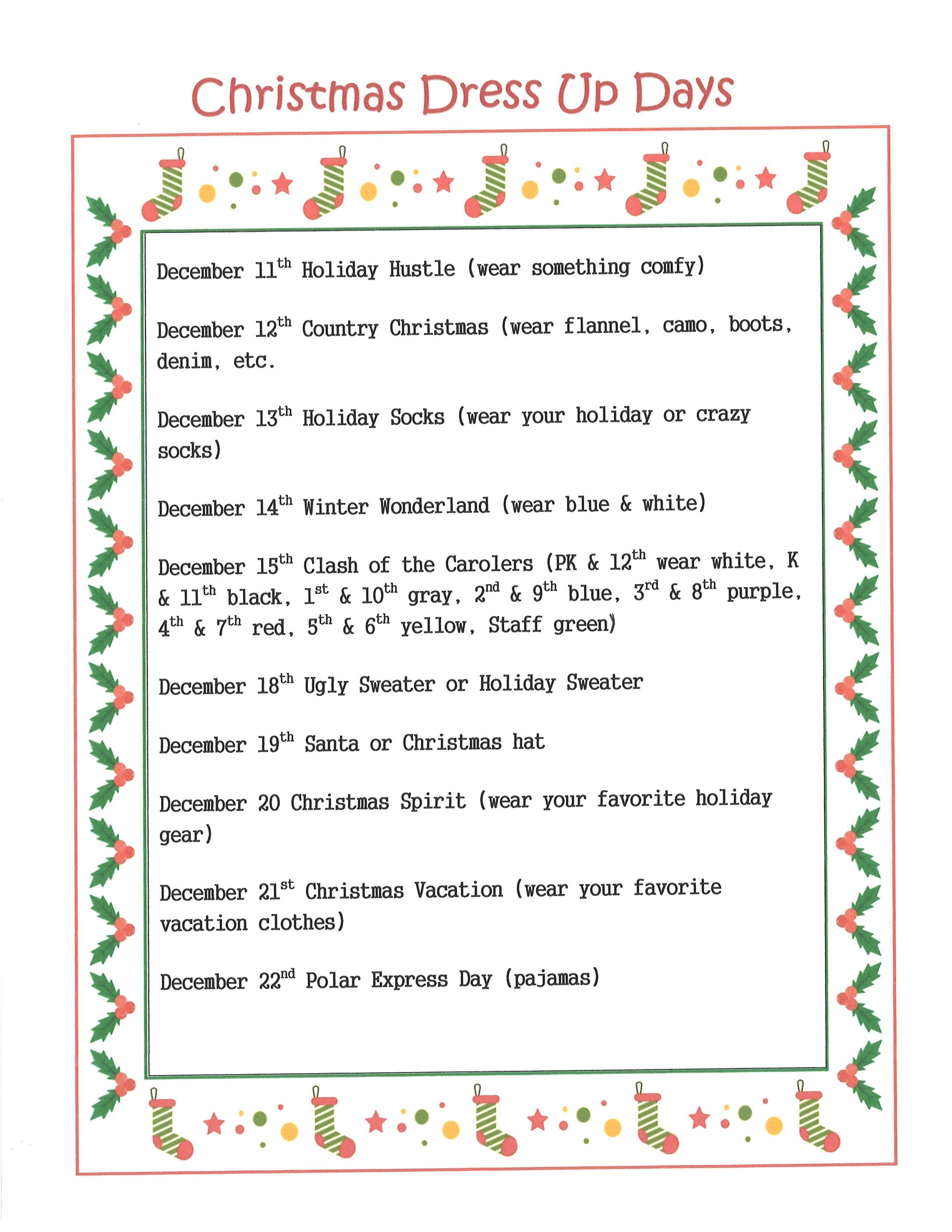 Christmas Dress Up Days 4 Christmas Dress Up Days